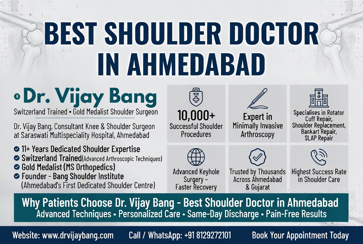 Best Shoulder Doctor in Ahmedabad Dr Vijay Bang – Switzerland Trained Gold Medalist Shoulder Surgeon at Saraswati Hospital