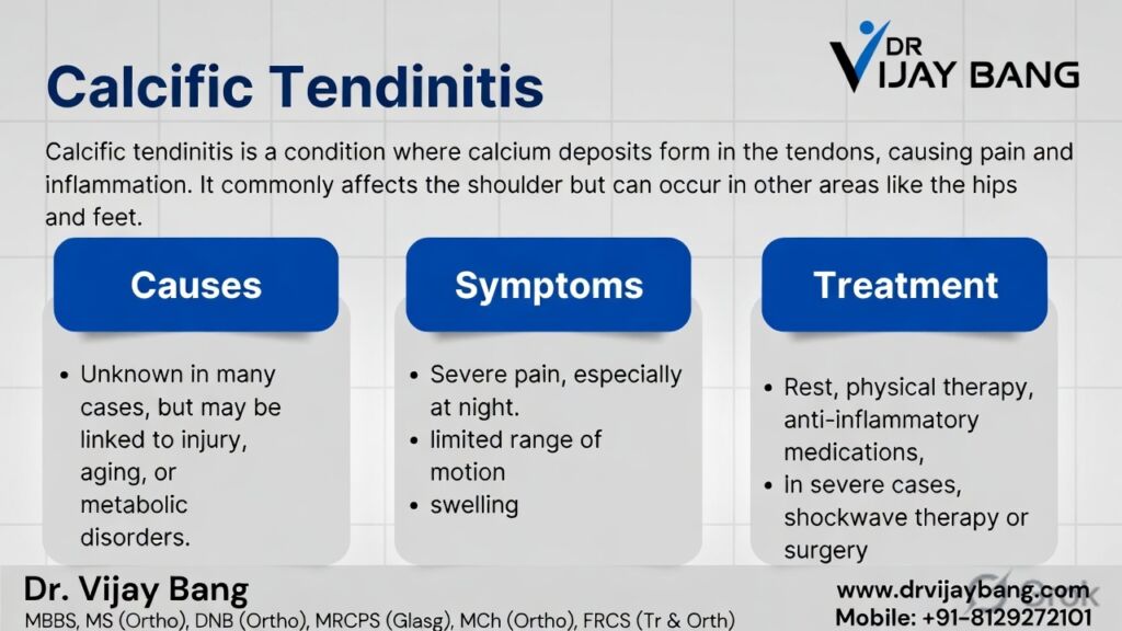 calcific tendinitis treatment in Ahmedabad by Dr Vijay Bang, shoulder specialist in Ahmedabad , gold medalist, Switzerland return 10000+ surgeries, writer of the shoulder pain book, BANG SHOULDER INSTITUTE