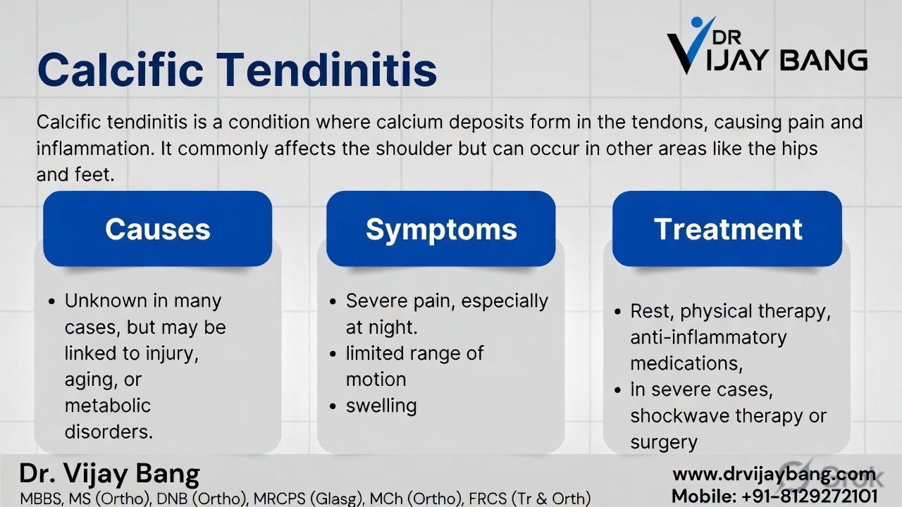 calcific tendinitis treatment in Ahmedabad by Dr Vijay Bang, shoulder specialist in Ahmedabad , gold medalist, Switzerland return 10000+ surgeries, writer of the shoulder pain book, BANG SHOULDER INSTITUTE