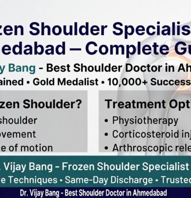 frozen shoulder specialist in ahmedabad dr vijay bang, gold medalsit, Switzerland return, write of "the shoulder pain book", shoulder surgeon, 10000+ surgeries, shoulder arthroscopy surgeon in ahmedabad