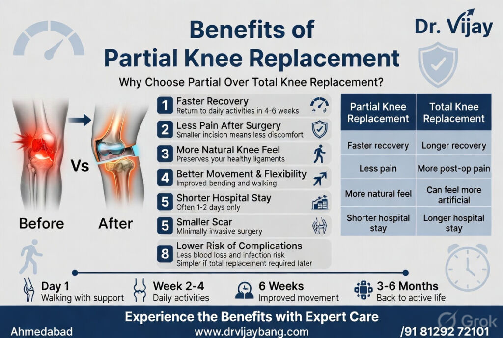 benefits of partial knee replacement in ahmedabad dr Vijay Bang, knee and shoulder surgeon, gold medalist