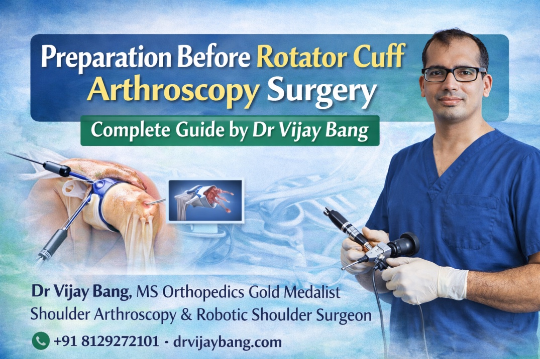 preparations before arthroscopic shoulder arthroscopic rotator cuff tear repair surgery treatment in ahmedabad by dr Vijay Bang, shoulder specialist in ahmedabad , gold medalist, Switzerland return, best rotator cuff tear treatment surgeon in ahmedabad