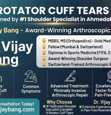 rotator cuff specialist surgeon in ahmedabad dr Vijay Bang shoulder arthroscopy gold medalist 10000+ surgeries, Switzerland return